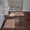 Hastings Home Set of 2 Bathroom Rug Set Memory Foam Mats Striped Microfiber, Non-Slip Absorbent Runner (Taupe) 313994WUM - alternate 1